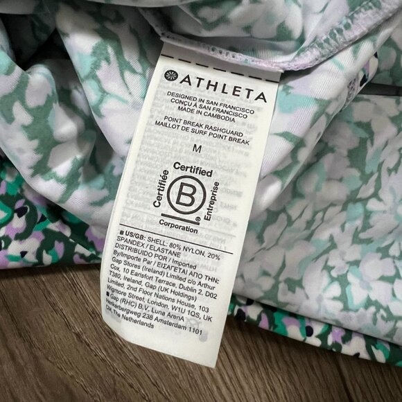 Athleta Point Break Rashguard in Deep Fern Floral Size Medium - Picture 3 of 5